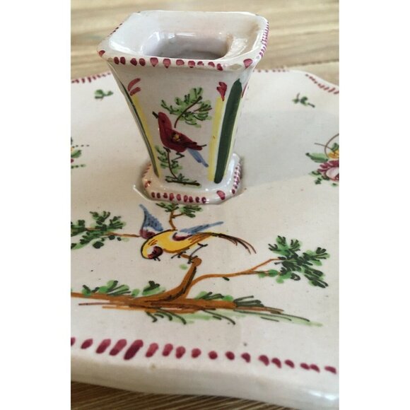 Vintage Single Ceramic Candle Holder Hand Painted Italy - Picture 3 of 4